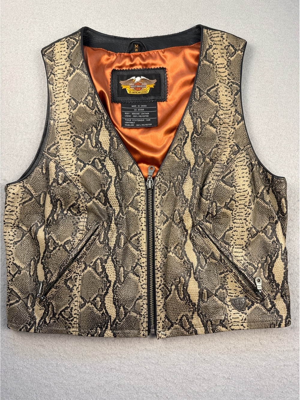 Women’s Harley-Davidson Genuine Leather Snake Print Motorcycle Vest